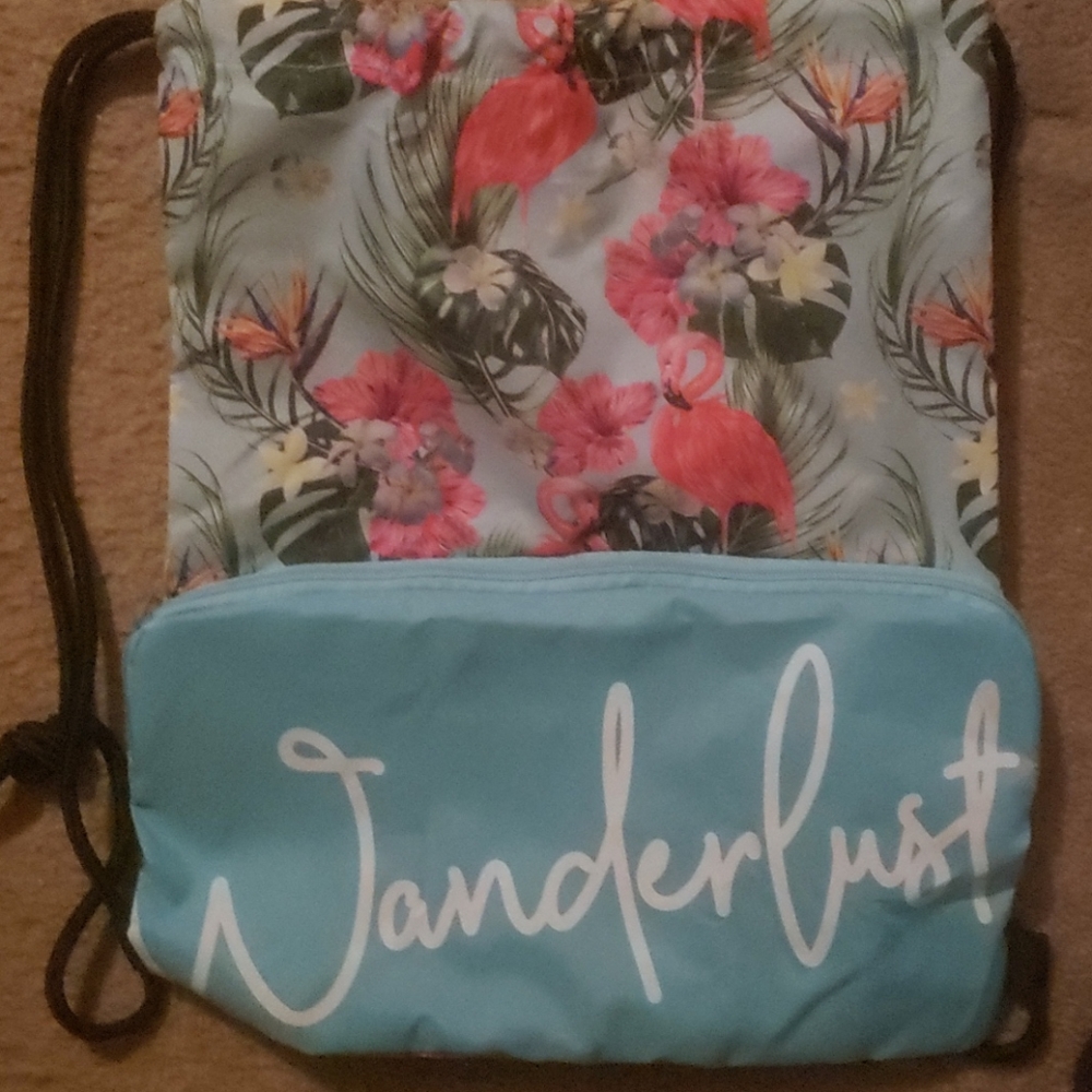 Wanderlust flamingo travel sack backpack